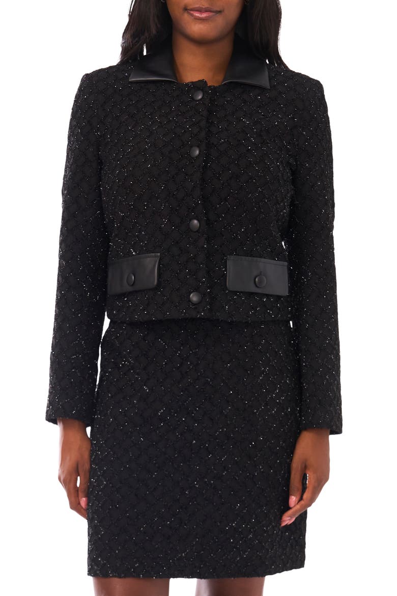 Metallic Crop Jacket, Main, color, RICH BLACK