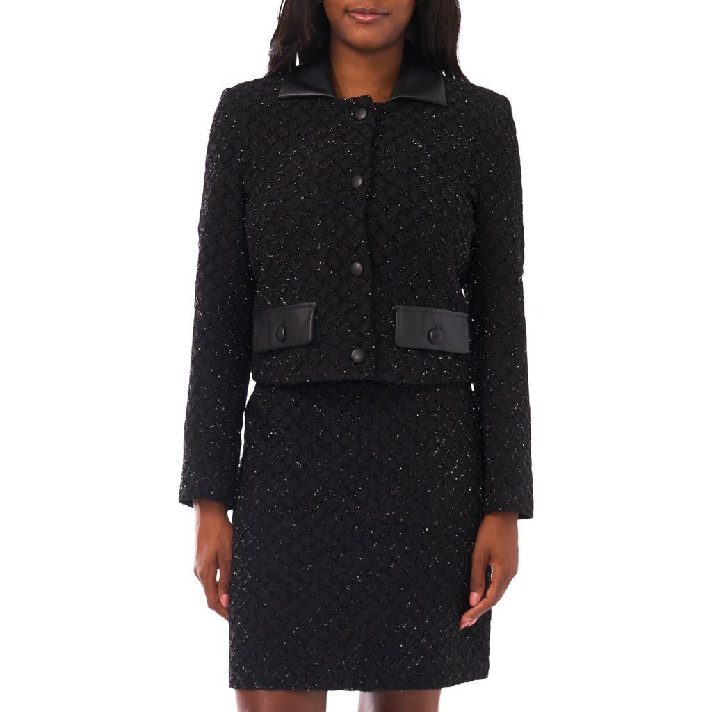 Vince Camuto Metallic Crop Jacket In Black