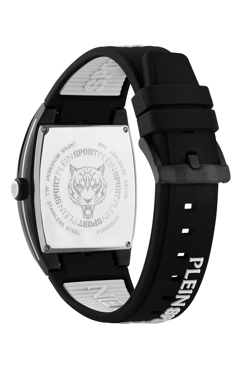PLEIN SPORT Three-Hand Quartz Silicone Strap Watch, 40mm, Alternate, color, Black