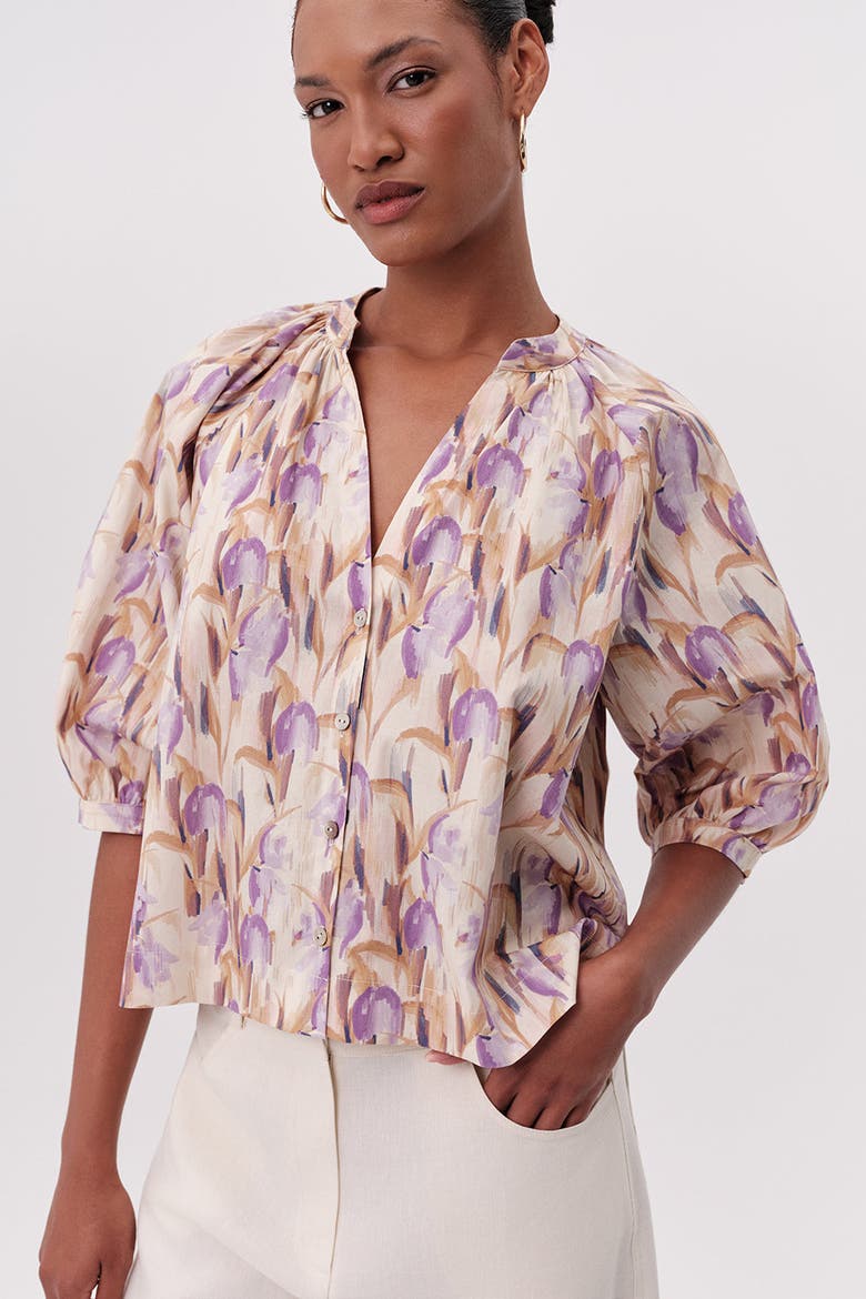 Mandy V Neck Short Sleeve Shirt, Alternate, color, Multi Color