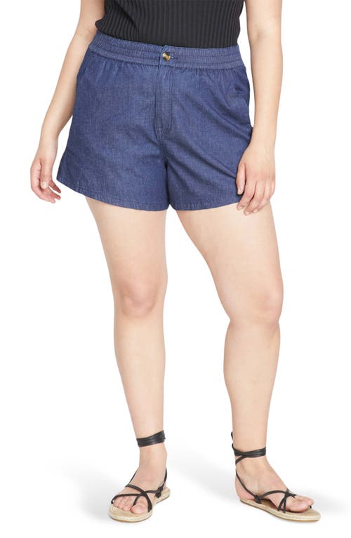 Universal Standard Capri Cotton Chambray Shorts In Purple