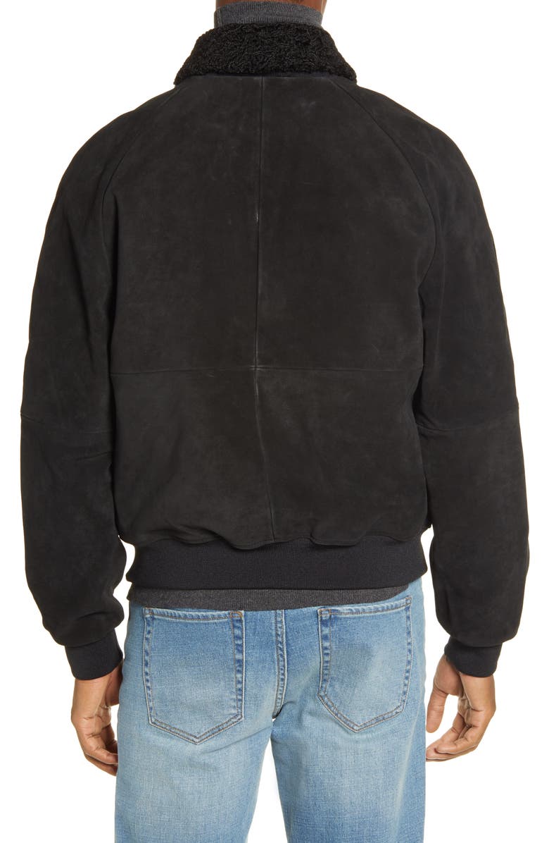 BP. x Alex Costa Fleece Collar Suede Bomber Jacket, Alternate, color, 