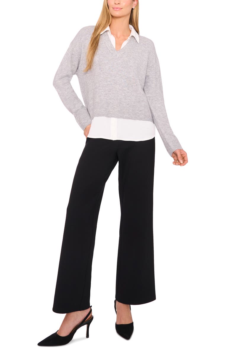 Halogen<sup>®</sup> Layered Look Sweater, Alternate, color, Light Heather Grey
