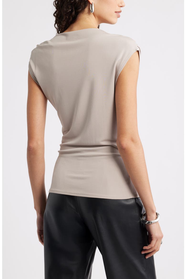Drape Cap Sleeve Jersey Top, Alternate, color, TAN ETHEREA