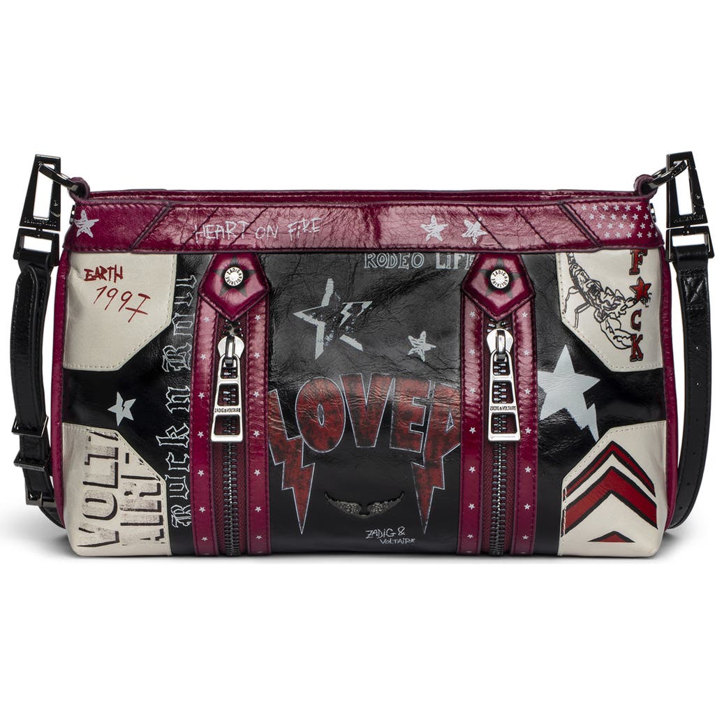 Zadig & Voltaire Sunny Moody Punk Graphic-print Cross Body Bag In Black