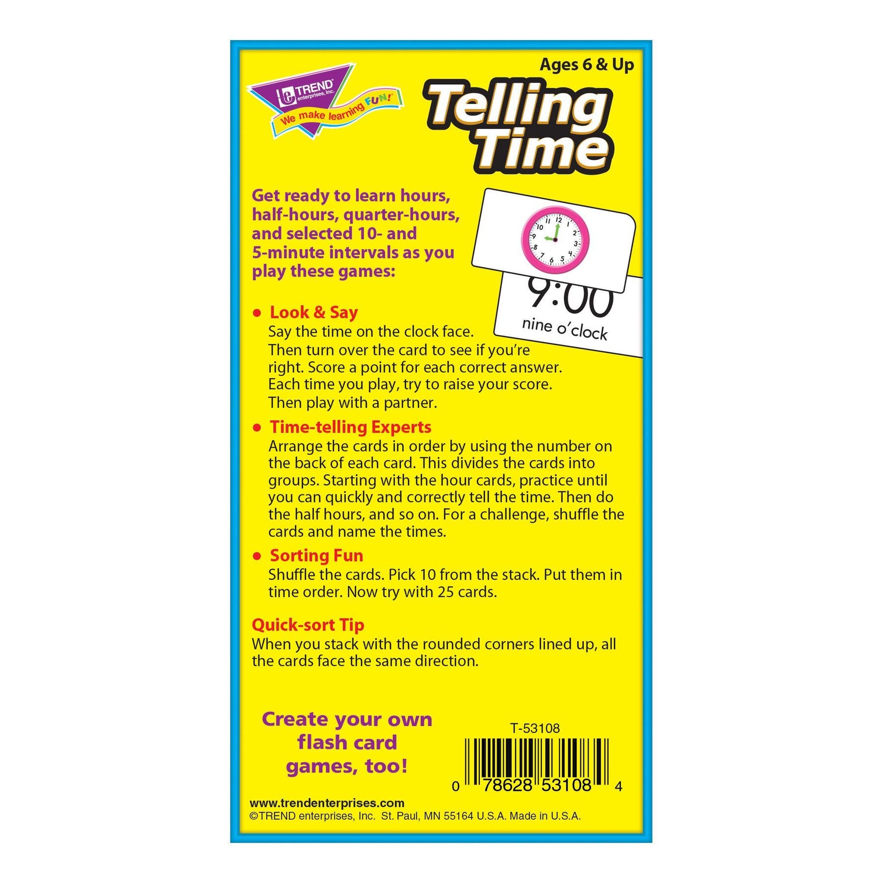 TREND Enterprises Telling Time Skill Drill Flash Cards | Nordstrom