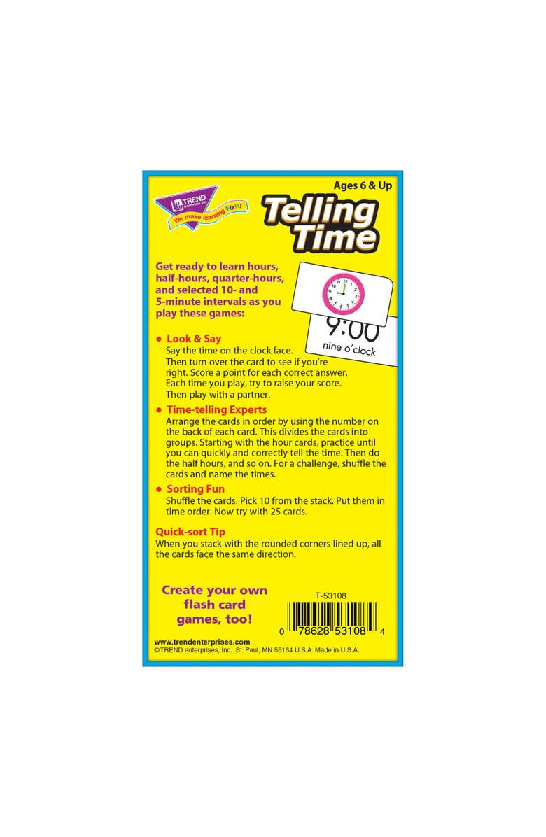 TREND Enterprises Telling Time Skill Drill Flash Cards, Alternate, color, Multicolored