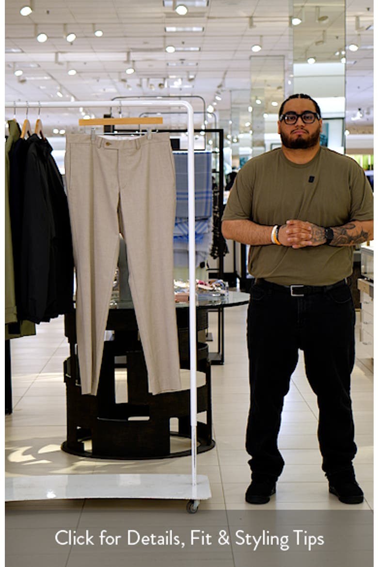 Piero Flat Front Stretch Cotton & Wool Dress Pants video