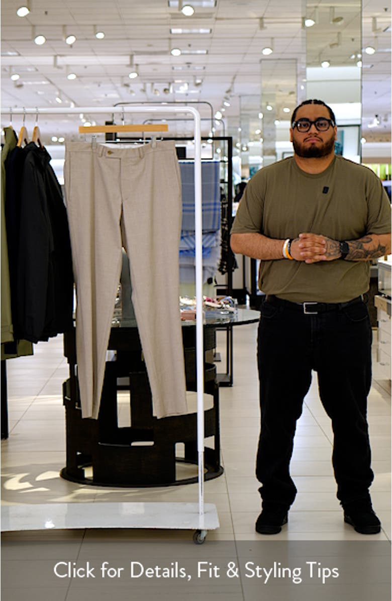 Piero Flat Front Stretch Cotton & Wool Dress Pants, sales video thumbnail