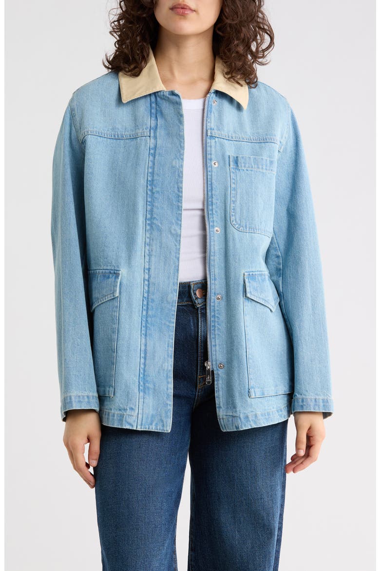 Washed Denim Jacket, Main, color, LIGHT DENIM