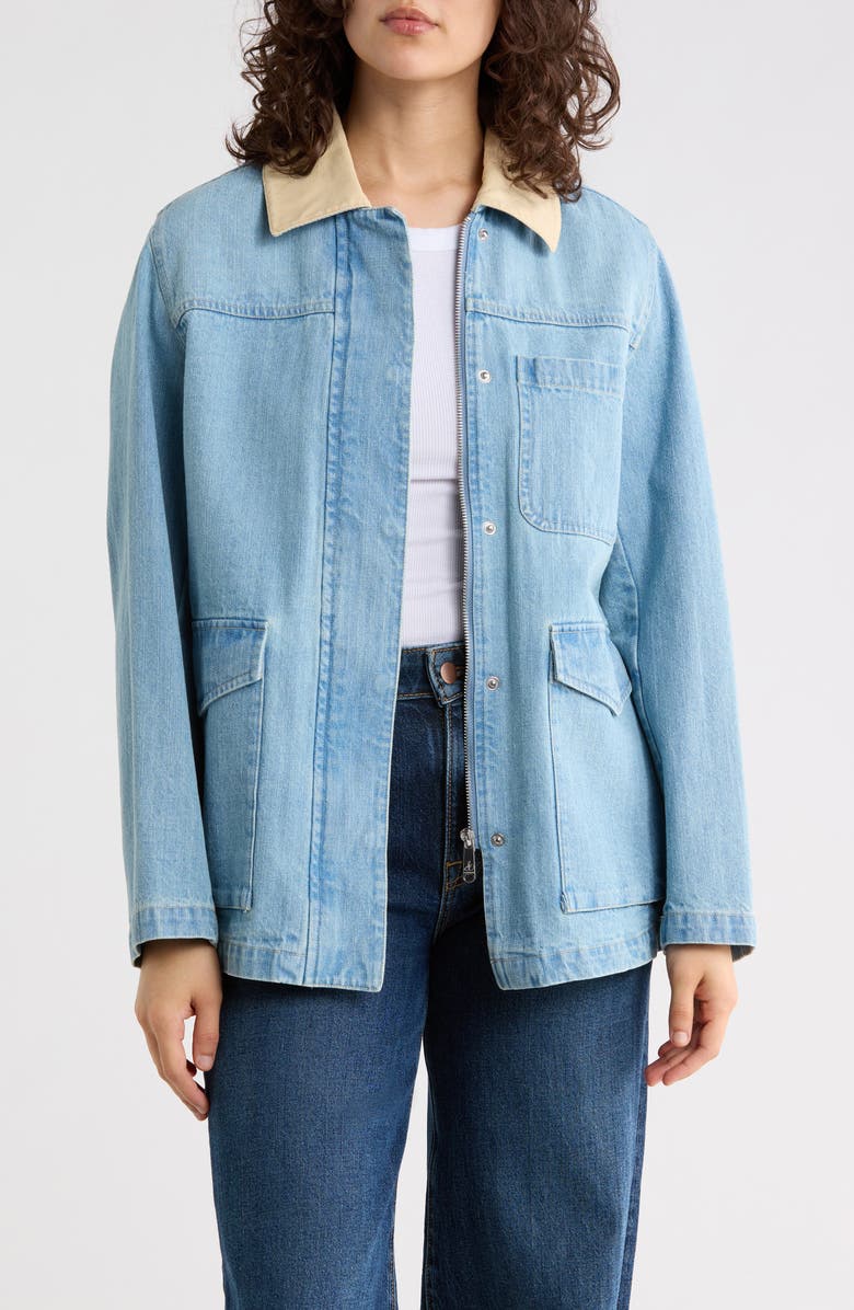 Sam Edelman Washed Denim Jacket, Main, color, Light Denim