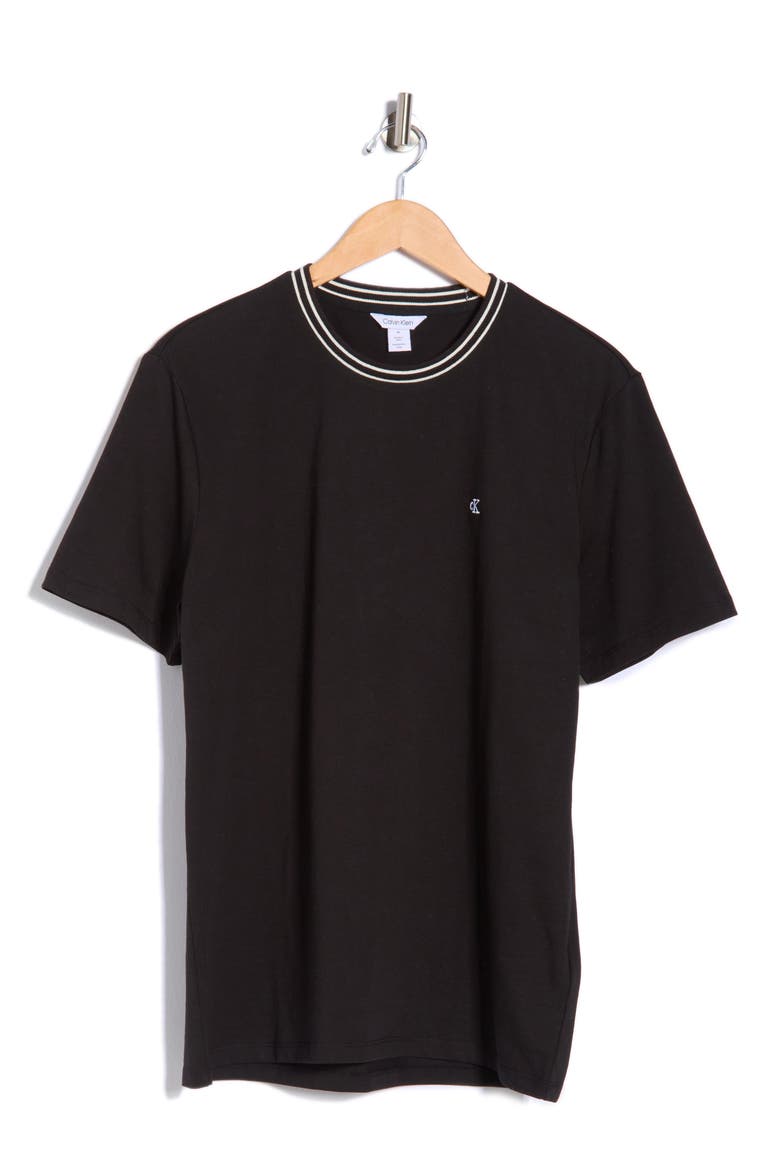 Double Tip Cotton Jacquard T-Shirt, Alternate, color, BLACK