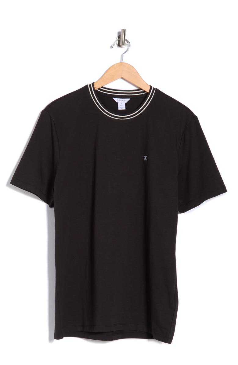 Calvin Klein Double Tip Cotton Jacquard T-Shirt, Main, color, Black