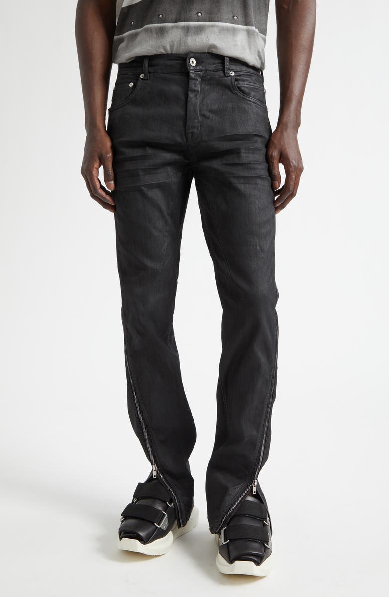 Rick Owens Vega Zip Leg Skinny Jeans, Main, color, Black