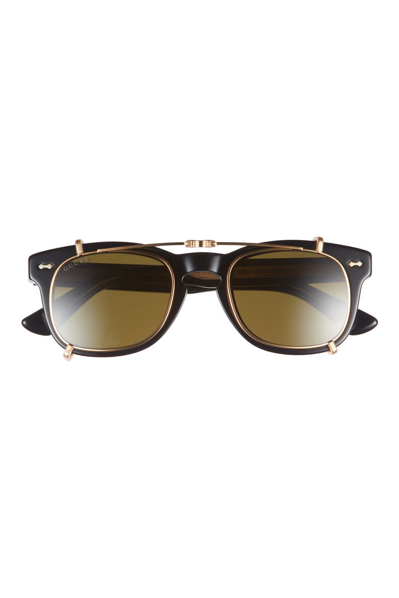 49mm Square Sunglasses, Main, color, BLACK BLACK YELLOW