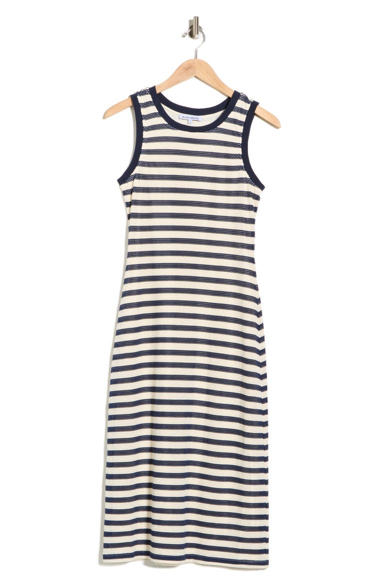 Miranda Stripe Mesh Cotton Blend Tank Dress, Alternate, color, SPORTY STRIPE KNIT NAVY
