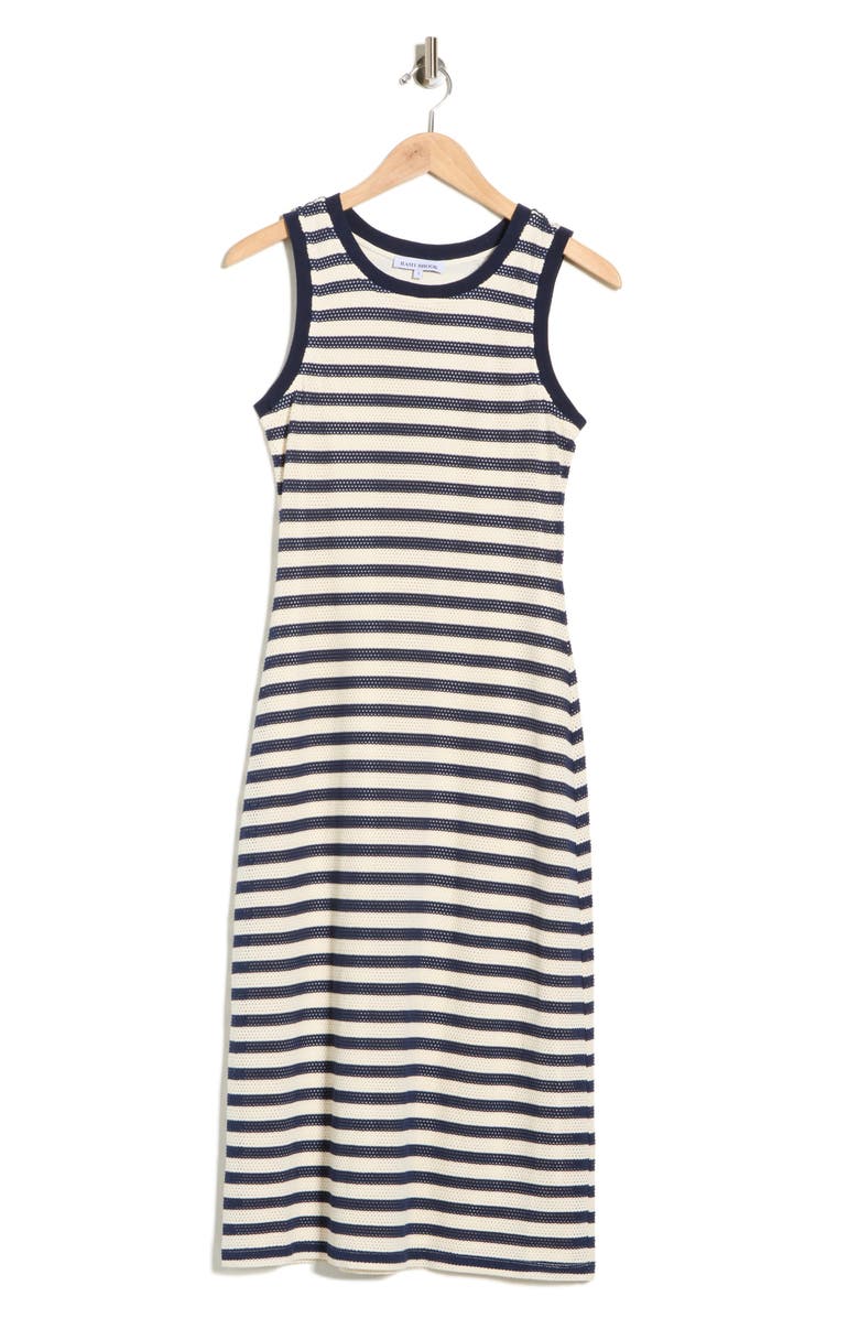Ramy Brook Miranda Stripe Mesh Cotton Blend Tank Dress, Main, color, Sporty Stripe Knit Navy