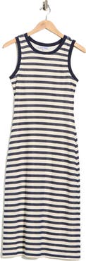 Ramy Brook Miranda Stripe Mesh Cotton Blend Tank Dress