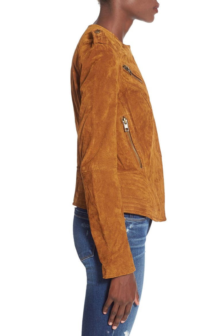 Suede Leather Jacket, Alternate, color, COGNAC