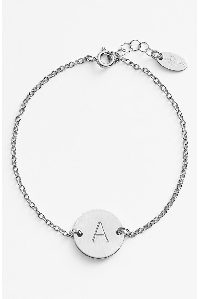 Sterling Silver Initial Disc Bracelet, Main, color, STERLING SILVER A