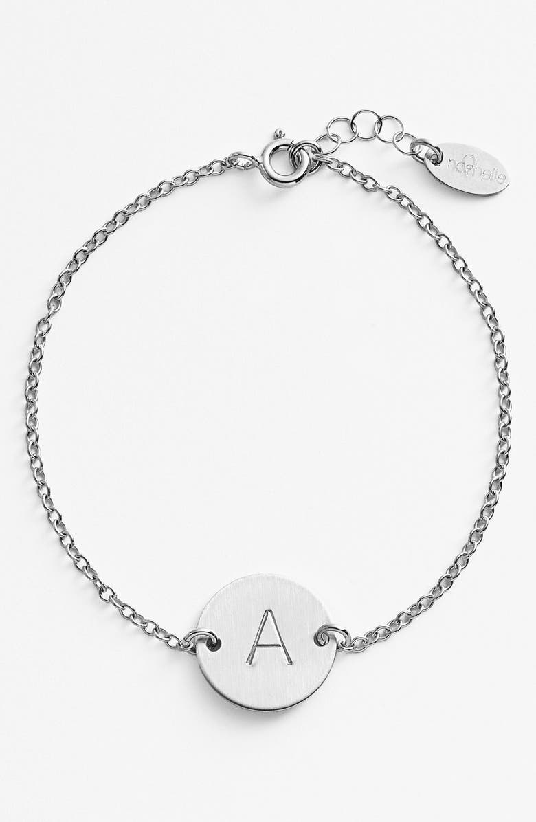 Nashelle Sterling Silver Initial Disc Bracelet, Main, color, 