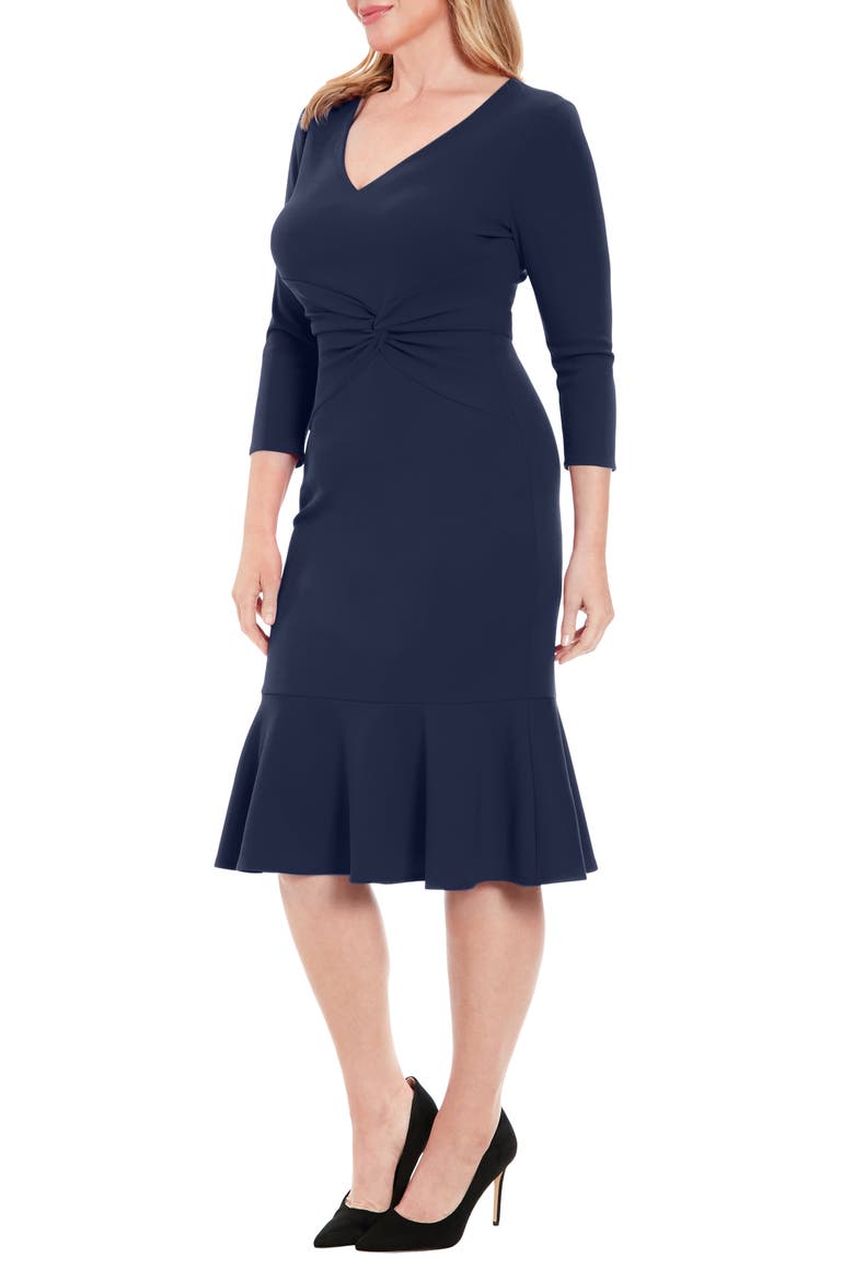 Side Twist Scuba Sheath Dress, Alternate, color, NAVY