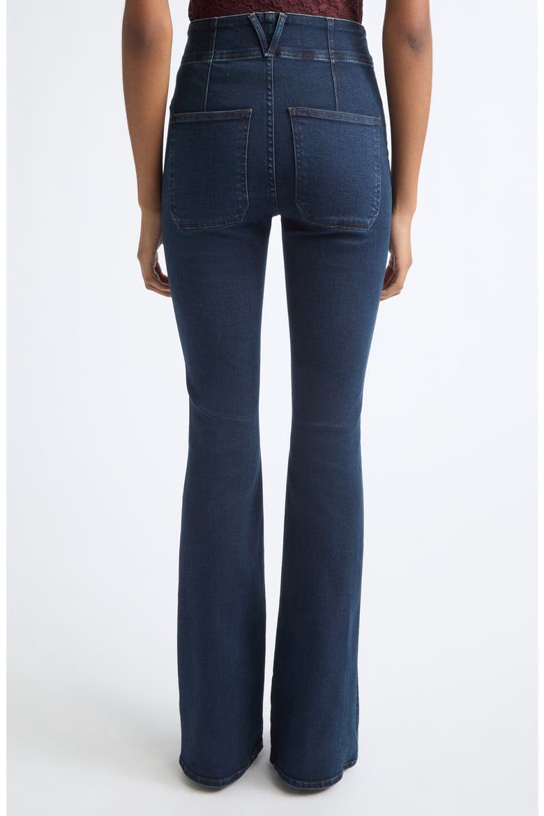 Beverly Chain Detail High Waist Flare Jeans, Alternate, color, DARK MIDNIGHT