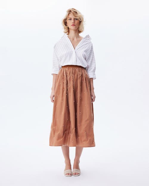 Theo The Label Women's Echo Back Button Dolman Shirt - White / Sand In White/sand