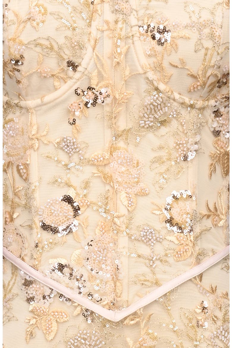Naima Sequin & Bead Embellished Gown, Alternate, color, PEACH