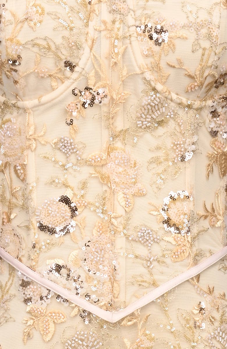 HOUSE OF CB Naima Sequin & Bead Embellished Gown, Alternate, color, Peach