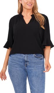 CeCe Split Neck Blouse