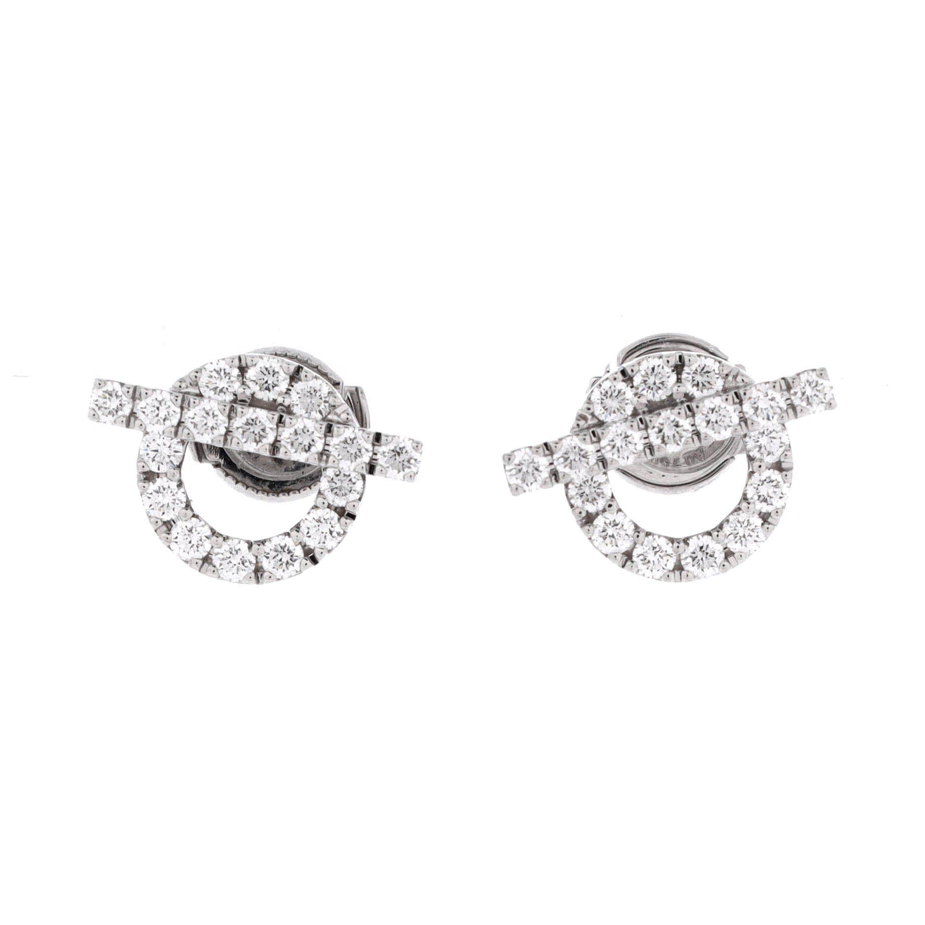 Pre-Owned Hermes Finesse Stud Earrings 18K White Gold and Diamonds, Main, color, White Gold