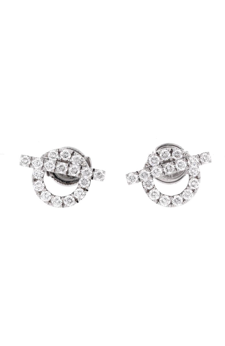 Pre-Owned Hermes Finesse Stud Earrings 18K White Gold and Diamonds, Main, color, White Gold