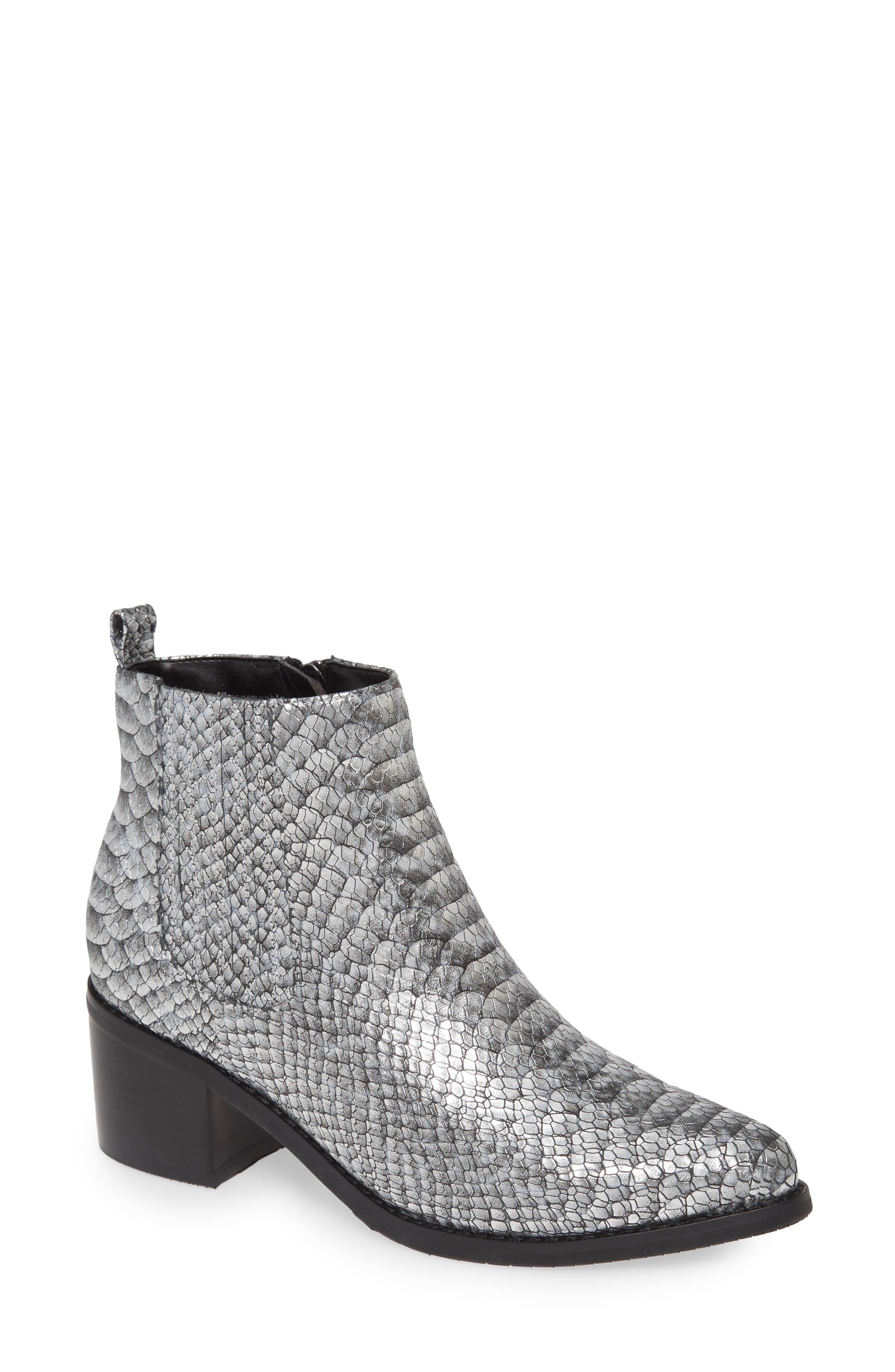 Elvina Waterproof Bootie, Main, color, SILVER SNAKE PRINT LEATHER