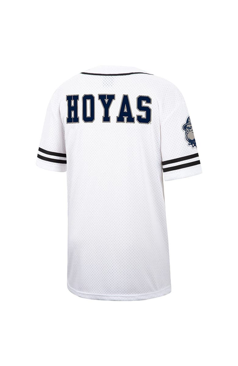 COLOSSEUM Men's Colosseum White Georgetown Hoyas Free Spirited Mesh Button-Up Baseball Jersey, Alternate, color, 