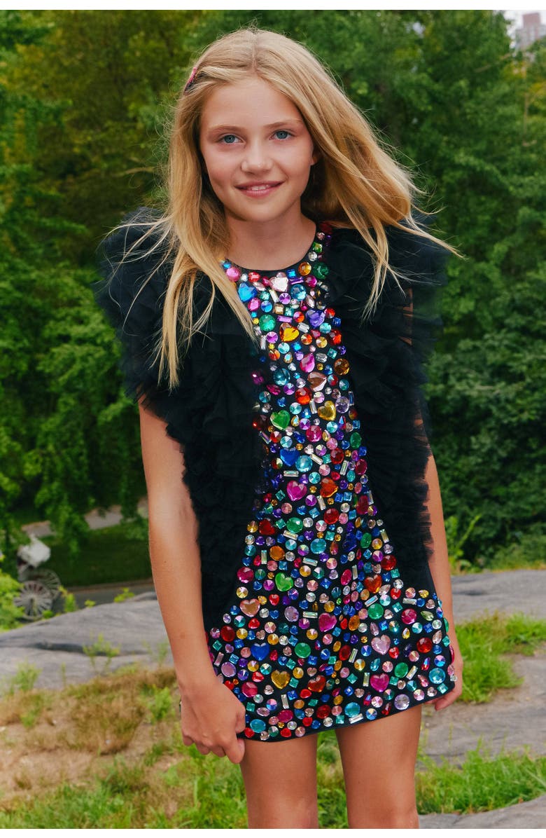 Lola + The Boys Bejeweled Gem Dress, Main, color, Multicolor