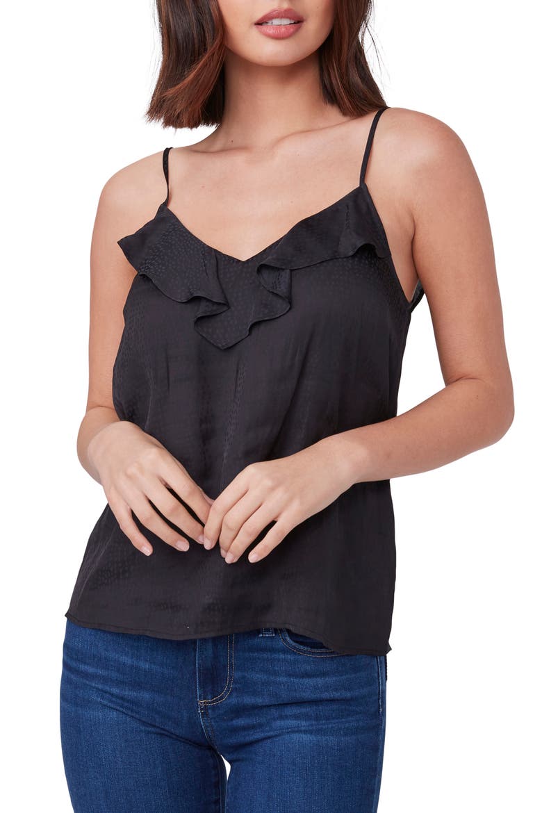 Trixie Ruffle Neck Camisole, Main, color, BLACK