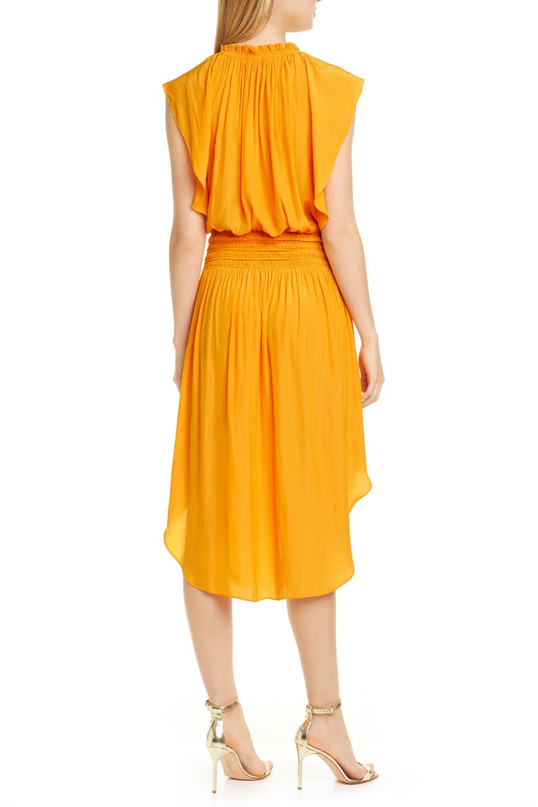 Wren Mock Neck Smocked Midi Dress, Alternate, color, BUTTERCUP