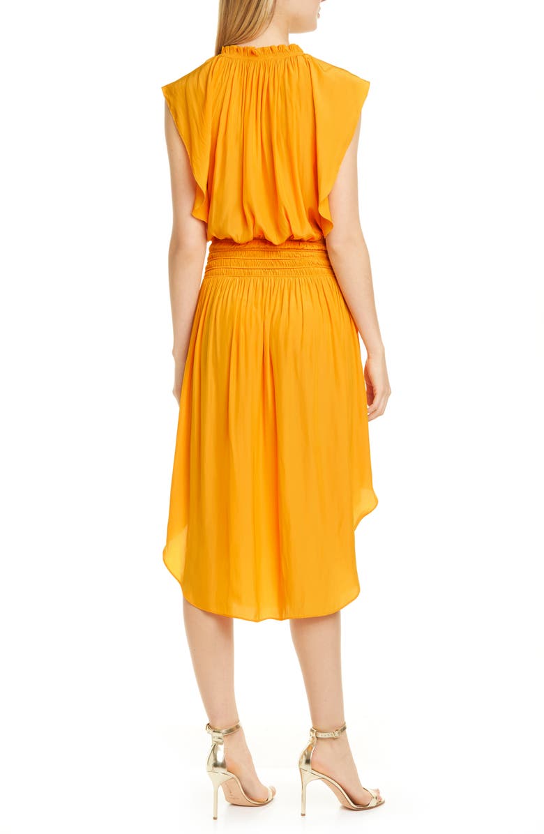 Ramy Brook Wren Mock Neck Smocked Midi Dress, Alternate, color, 