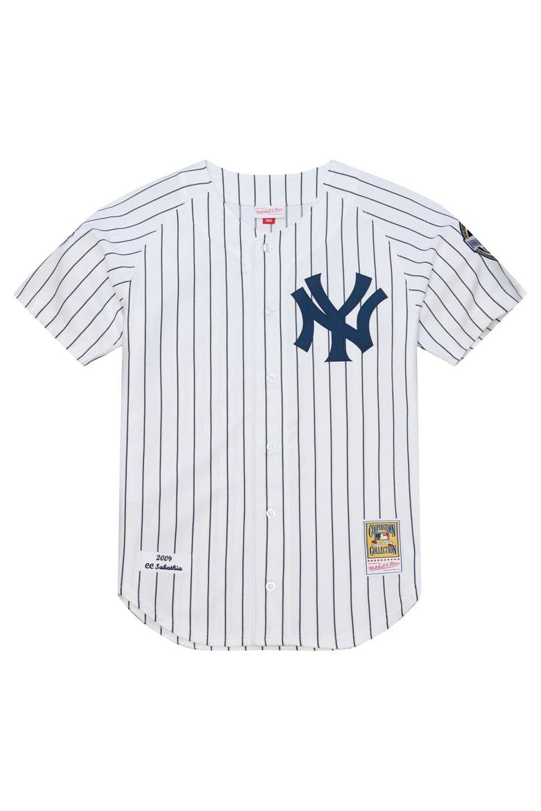 Men's Mitchell & Ness CC Sabathia White New York Yankees 2009 Cooperstown Collection Authentic Jersey, Alternate, color, White