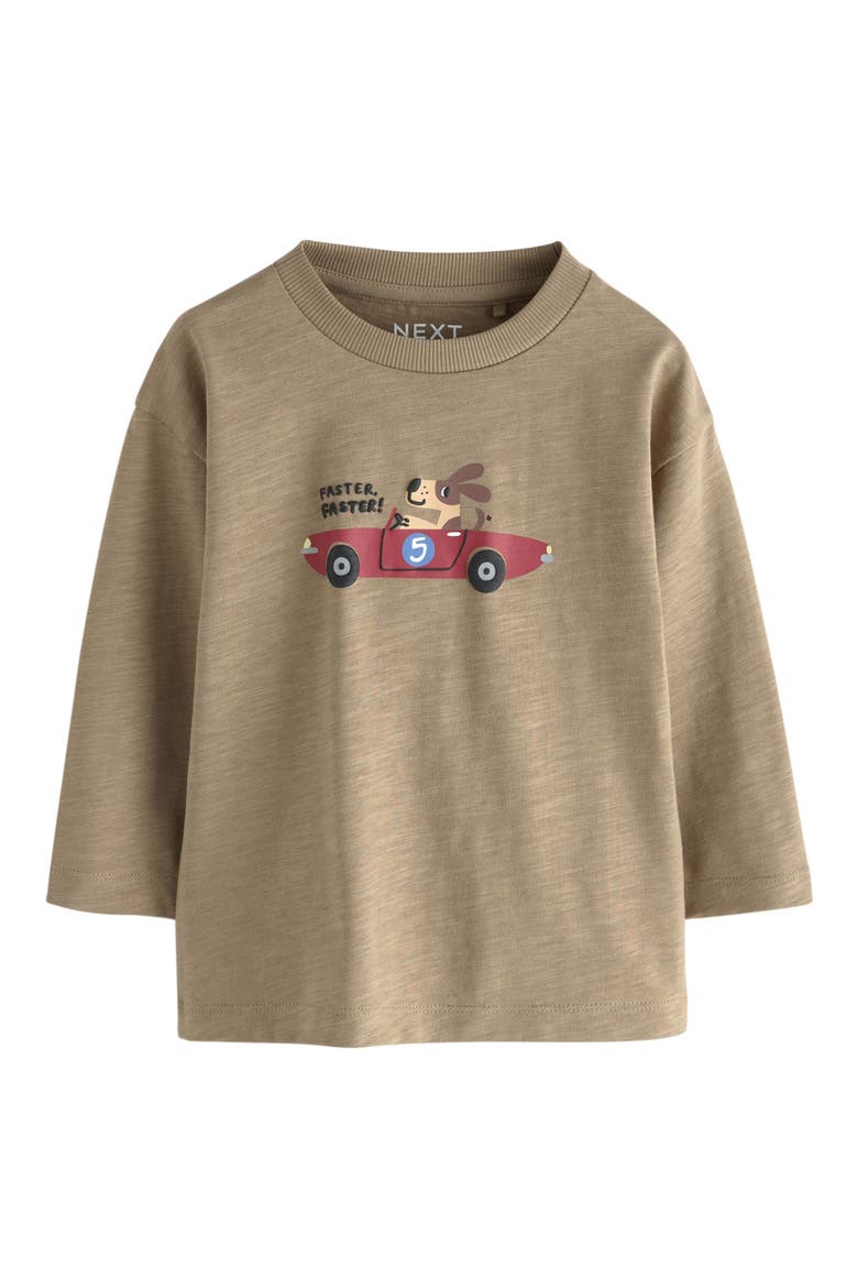 Kids' Pack of 3 Assorted Long Sleeve Cotton Graphic T-Shirts, Alternate, color, BLUE/ NEUTRAL MULTI
