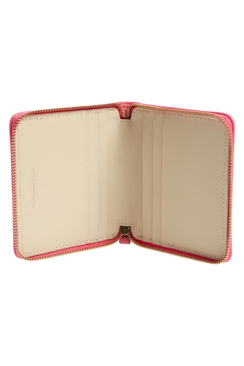 Freida French Zip Around Wallet, Alternate, color, PINK SHOCK