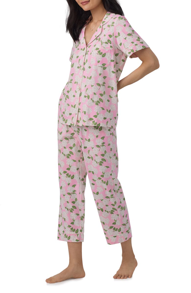 BedHead Pajamas Print Stretch Organic Cotton Jersey Crop Pajamas, Alternate, color, 