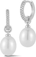 GLAZE JEWELRY Cubic Zirconia & Imitation Pearl Charm Huggie Hoop Earrings