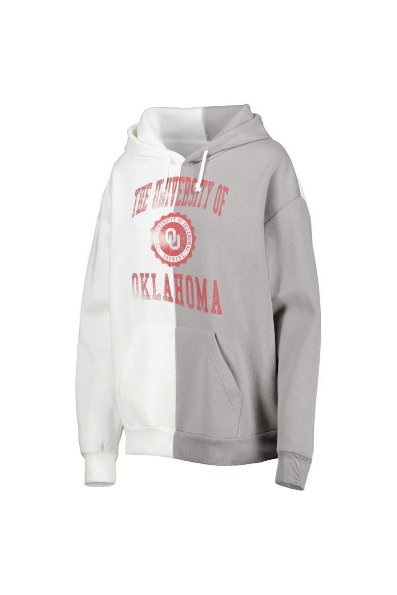 Women's Gameday Couture Gray/White Oklahoma Sooners Split Pullover Hoodie, Alternate, color, White