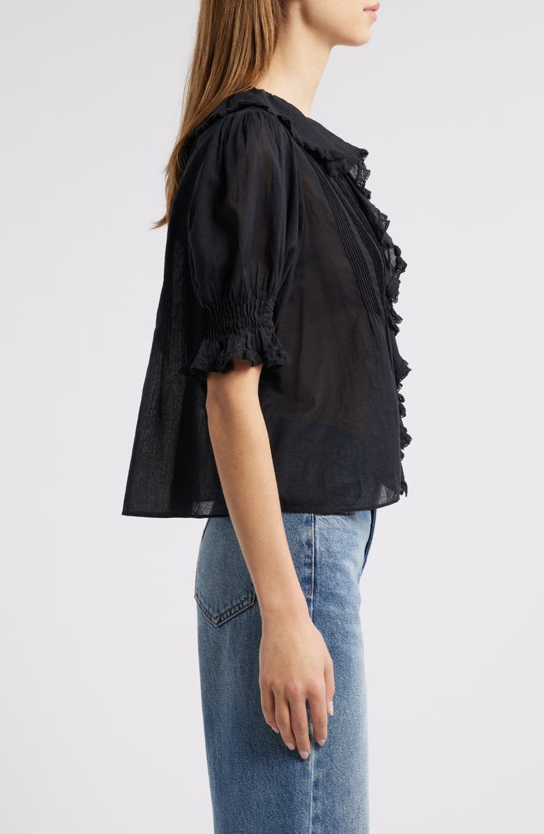 DÔEN Henri Organic Cotton Voile Top, Alternate, color, Black