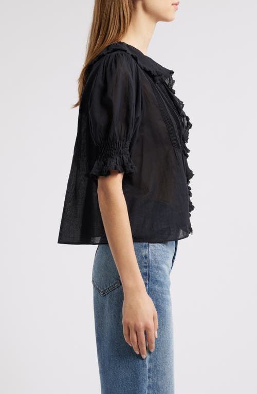 Shop Doen Dôen Henri Organic Cotton Voile Top In Black