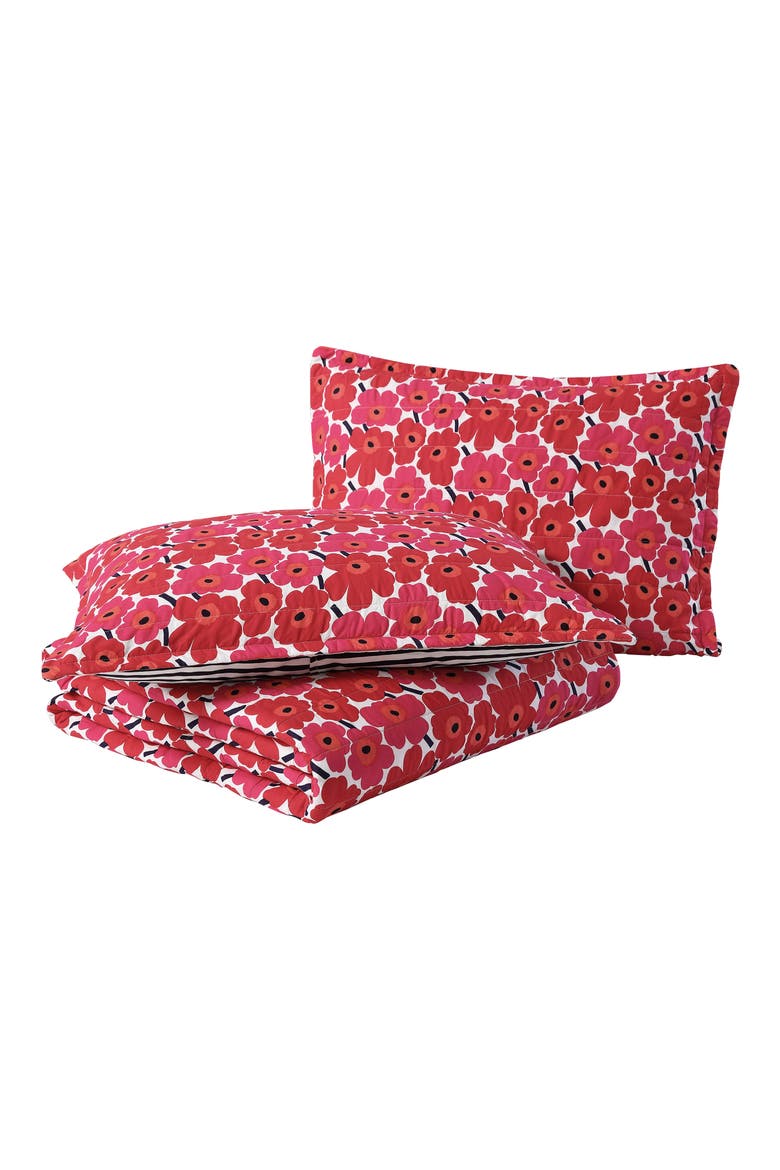 Unikko Quilt & Sham Set, Main, color, DARK RED