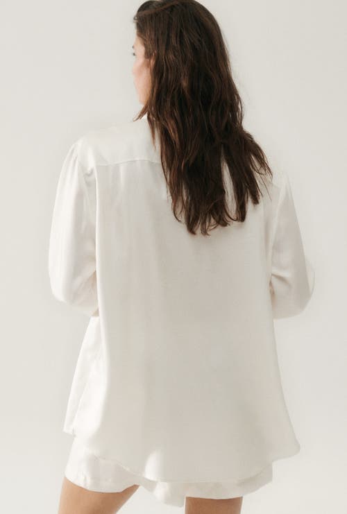Silk Laundry Twill Boyfriend Shirt White In White