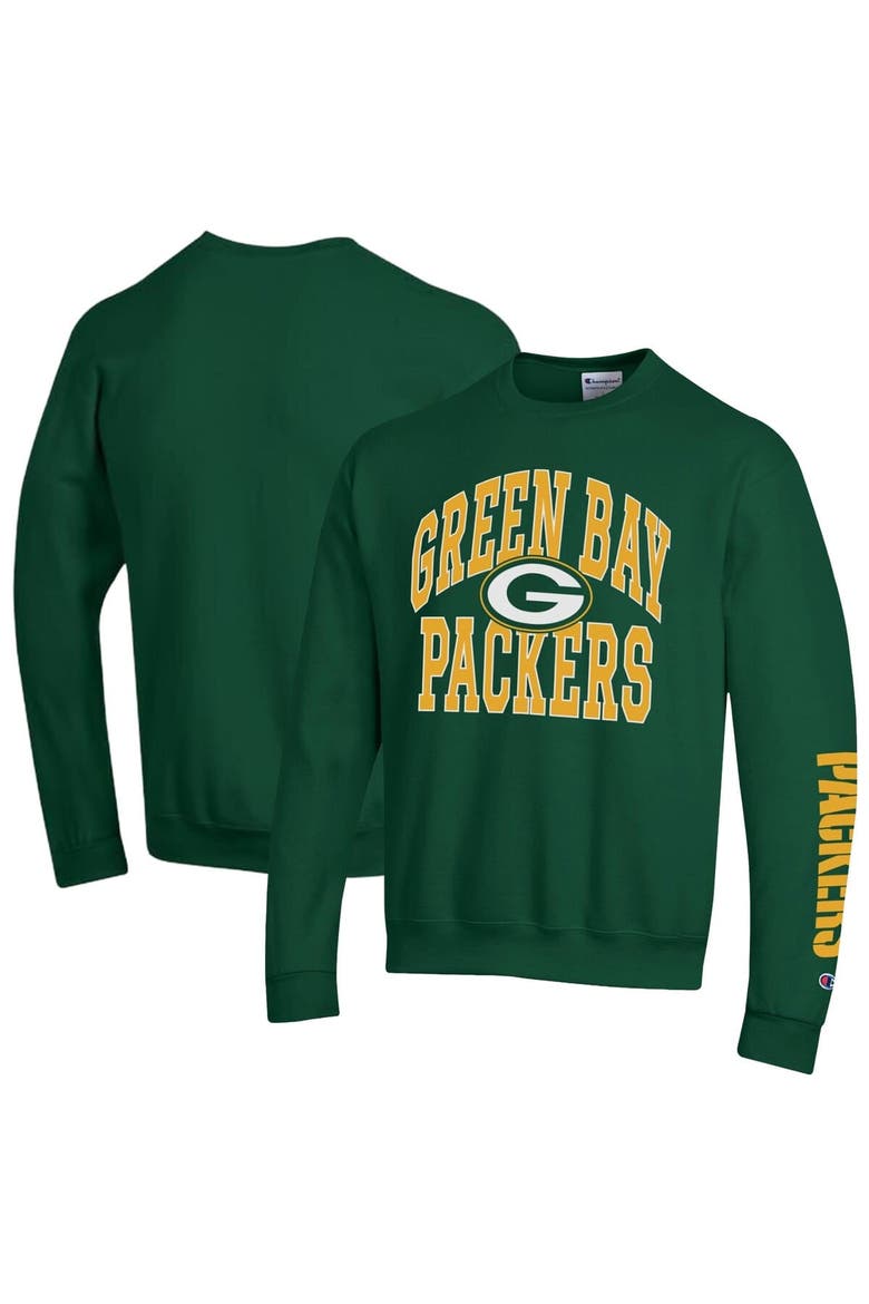 Men's Champion  Green Green Bay Packers Powerblend Fleece Sweatshirt, Main, color, Green